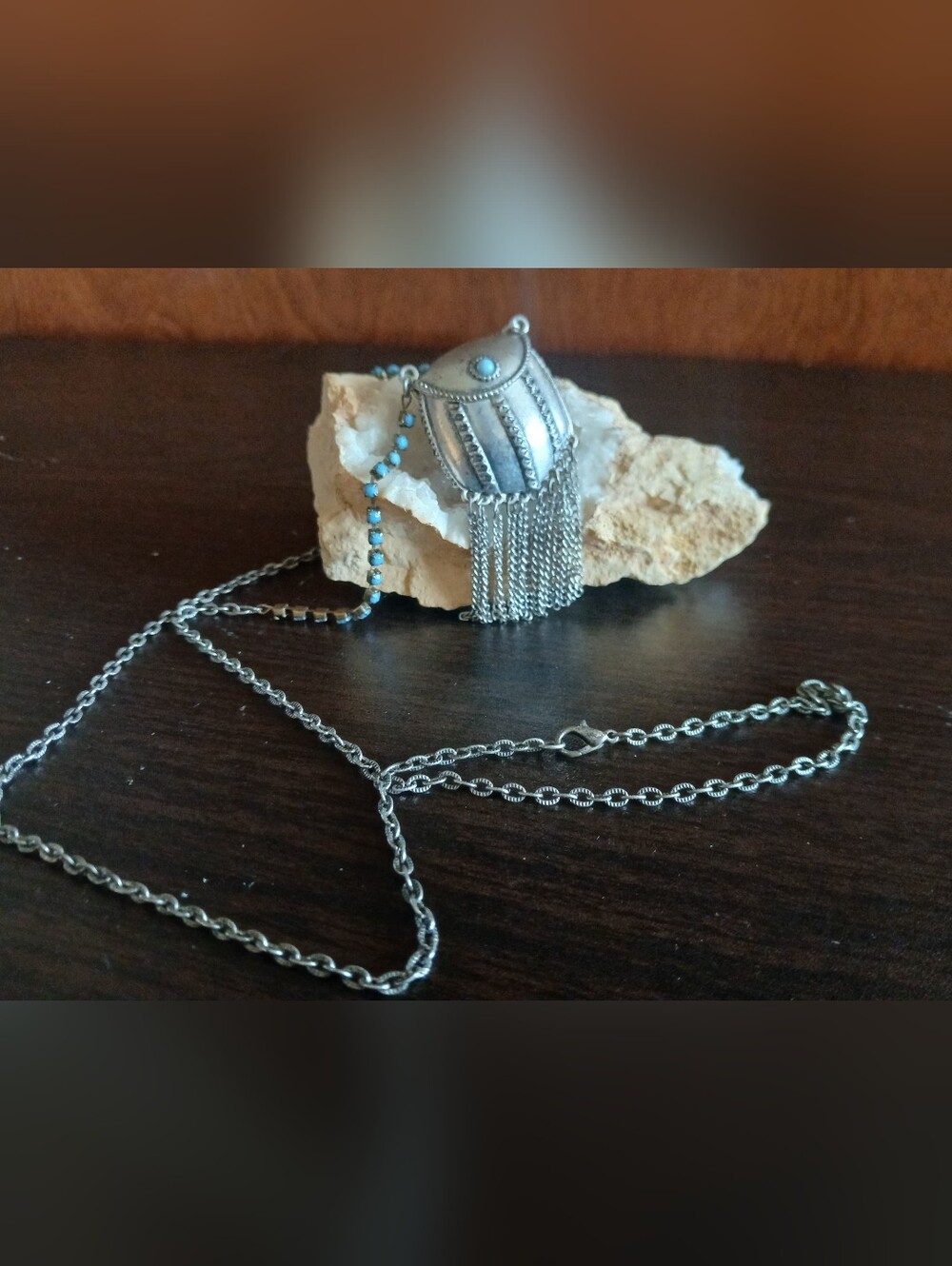 TIBETAN silver mini purse pendant necklace